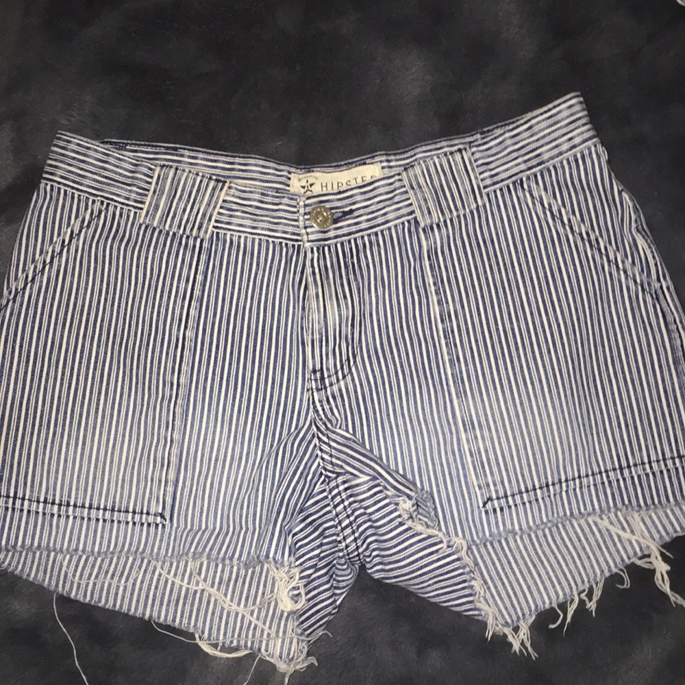Blue & White Striped Shorts